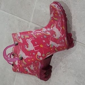 Pink Unicorn Lightup Rainboots Size 7 / 8 Toddler Girls